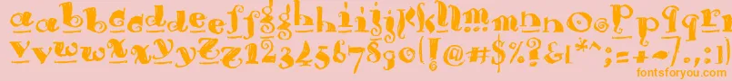 Brouss-Schriftart – Orangefarbene Schriften auf rosa Hintergrund