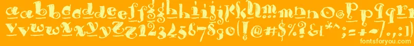 Brouss-Schriftart – Gelbe Schriften auf orangefarbenem Hintergrund