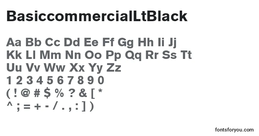 A fonte BasiccommercialLtBlack – alfabeto, números, caracteres especiais