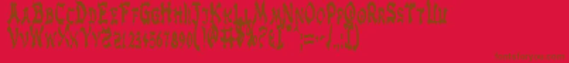 Zenc-Schriftart – Braune Schriften auf rotem Hintergrund