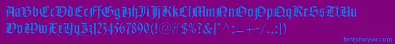 NotredameltstdRoman-Schriftart – Blaue Schriften auf violettem Hintergrund