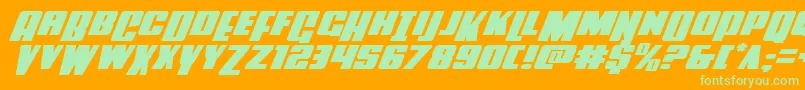 Powerlordexpandital Font – Green Fonts on Orange Background