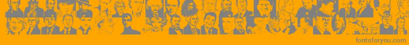 Fonte Famousfaces – fontes cinzas em um fundo laranja