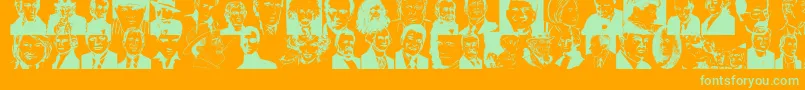 フォントFamousfaces – オレンジの背景に緑のフォント
