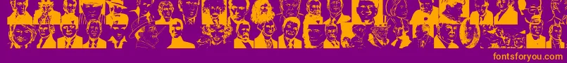 Czcionka Famousfaces – pomarańczowe czcionki na fioletowym tle