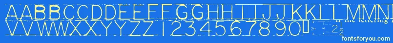 Mechf Font – Yellow Fonts on Blue Background