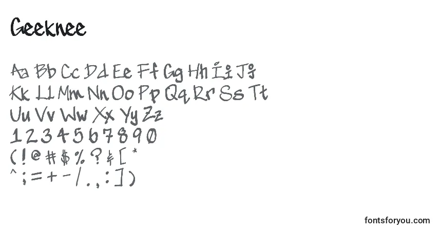 Schriftart Geeknee – Alphabet, Zahlen, spezielle Symbole