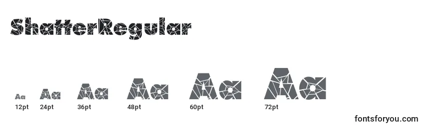 Размеры шрифта ShatterRegular