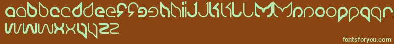 フォントMaruciel – 緑色の文字が茶色の背景にあります。