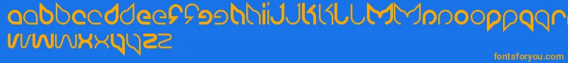 フォントMaruciel – オレンジ色の文字が青い背景にあります。