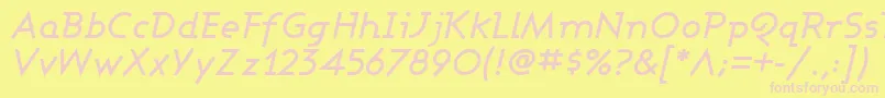 Fonte AshbyMediumItalic – fontes rosa em um fundo amarelo