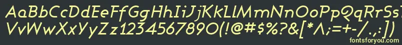 フォントAshbyMediumItalic – 黒い背景に黄色の文字