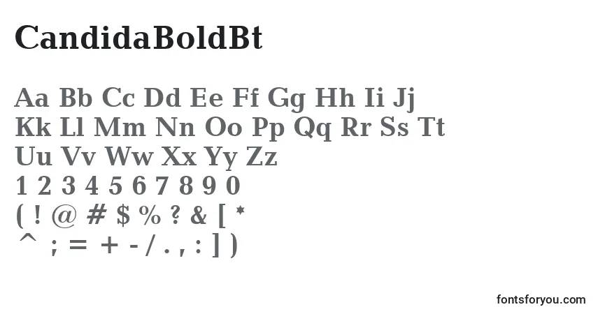 A fonte CandidaBoldBt – alfabeto, números, caracteres especiais