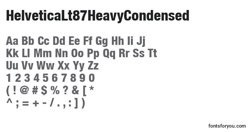 A fonte HelveticaLt87HeavyCondensed – alfabeto, números, caracteres especiais