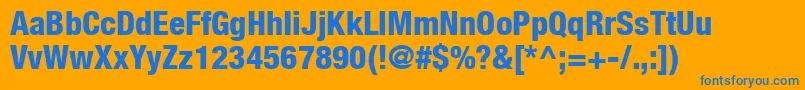 Weitere Informationen zur HelveticaLt87HeavyCondensed-Schriftart HelveticaLt87HeavyCondensed-Schriftart – Blaue Schriften auf orangefarbenem Hintergrund