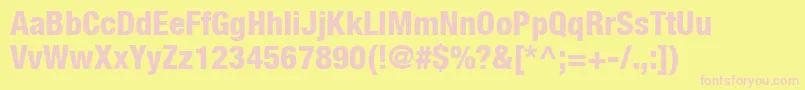 HelveticaLt87HeavyCondensed Font – Pink Fonts on Yellow Background