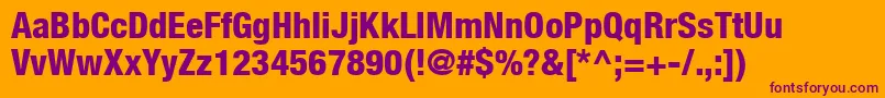 HelveticaLt87HeavyCondensed Font – Purple Fonts on Orange Background