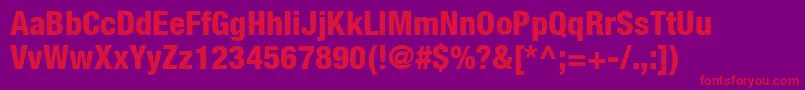 HelveticaLt87HeavyCondensed Font – Red Fonts on Purple Background