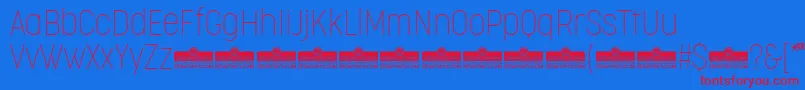 CocogooseCondensedThinTrial-Schriftart – Rote Schriften auf blauem Hintergrund