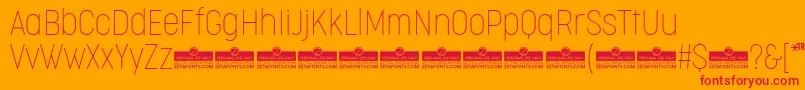 Fonte CocogooseCondensedThinTrial – fontes vermelhas em um fundo laranja