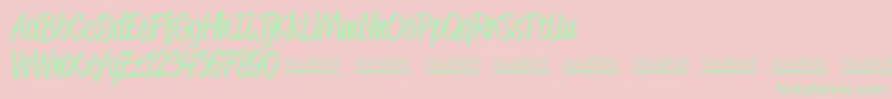 Weitere Informationen zur ReklamescriptRegularDemo-Schriftart ReklamescriptRegularDemo-Schriftart – Grüne Schriften auf rosa Hintergrund
