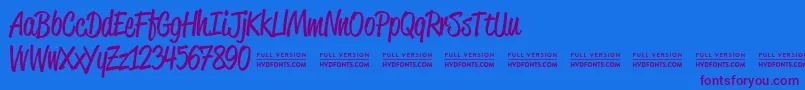ReklamescriptRegularDemo-Schriftart – Violette Schriften auf blauem Hintergrund