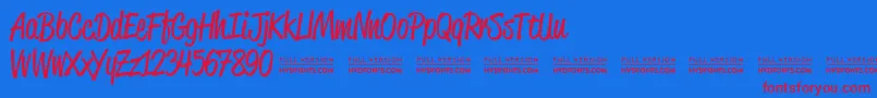 ReklamescriptRegularDemo Font – Red Fonts on Blue Background