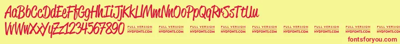 ReklamescriptRegularDemo Font – Red Fonts on Yellow Background