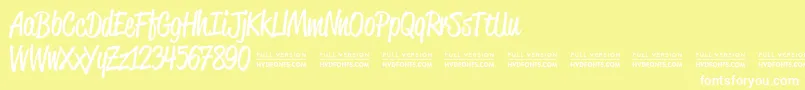 ReklamescriptRegularDemo Font – White Fonts on Yellow Background