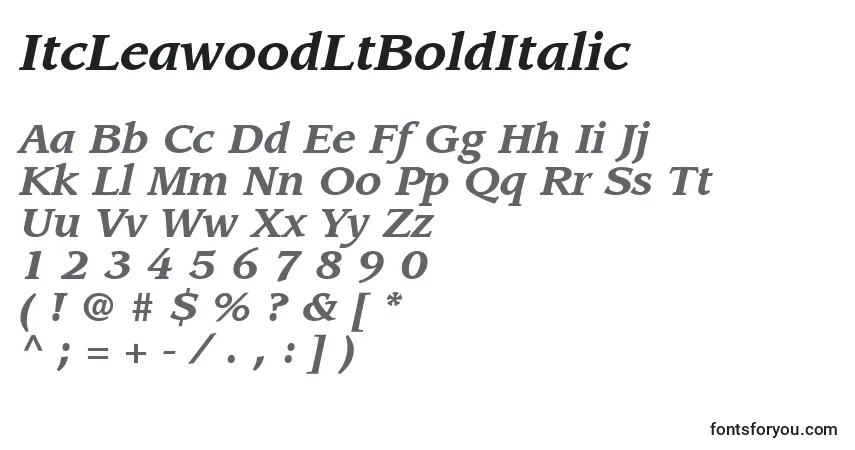 Шрифт ItcLeawoodLtBoldItalic – алфавит, цифры, специальные символы