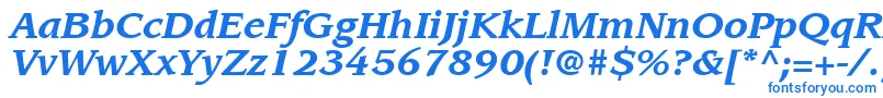 フォントItcLeawoodLtBoldItalic – 白い背景に青い文字