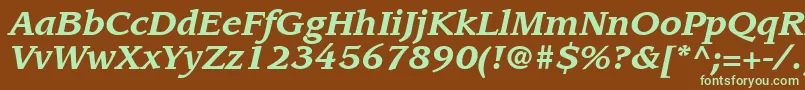 ItcLeawoodLtBoldItalic-Schriftart – Grüne Schriften auf braunem Hintergrund