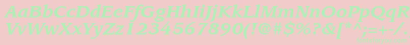 ItcLeawoodLtBoldItalic Font – Green Fonts on Pink Background