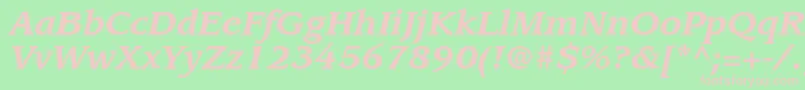 Fonte ItcLeawoodLtBoldItalic – fontes rosa em um fundo verde