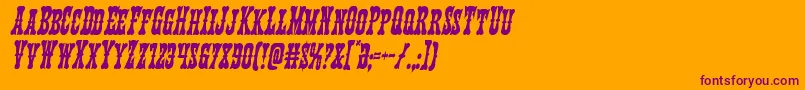 Texasrangercondital-Schriftart – Violette Schriften auf orangefarbenem Hintergrund