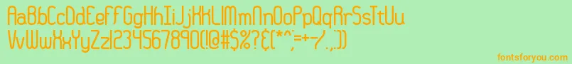 フォント36DaysAgoBrk – オレンジの文字が緑の背景にあります。