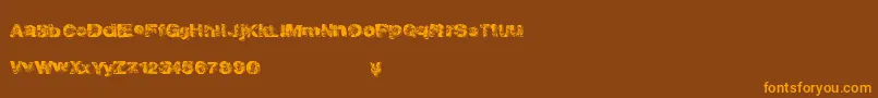 Goldendabs-Schriftart – Orangefarbene Schriften auf braunem Hintergrund