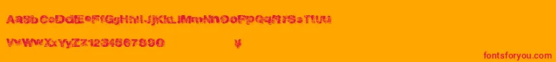 Goldendabs-Schriftart – Rote Schriften auf orangefarbenem Hintergrund