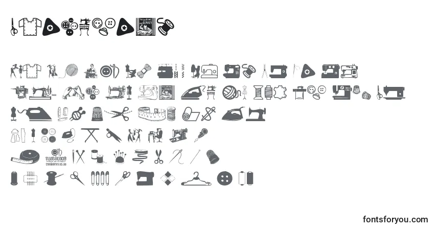 Czcionka Tailoring – alfabet, cyfry, specjalne znaki