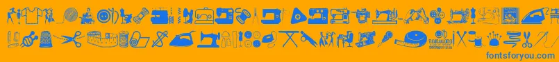 Tailoring-Schriftart – Blaue Schriften auf orangefarbenem Hintergrund