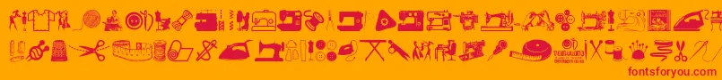 Tailoring-Schriftart – Rote Schriften auf orangefarbenem Hintergrund