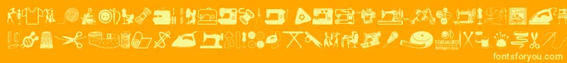 Tailoring-Schriftart – Gelbe Schriften auf orangefarbenem Hintergrund