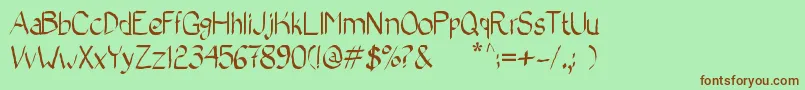 BadCalligraphic2-fontti – ruskeat fontit vihreällä taustalla