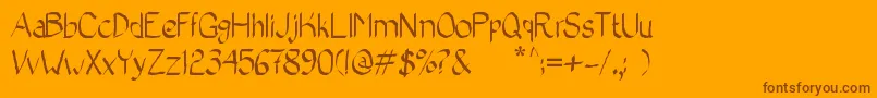 BadCalligraphic2-Schriftart – Braune Schriften auf orangefarbenem Hintergrund