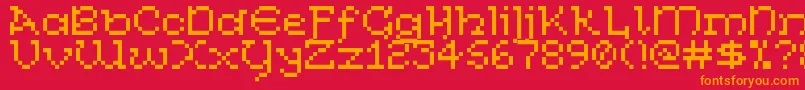 フォントCelticBitty – 赤い背景にオレンジの文字