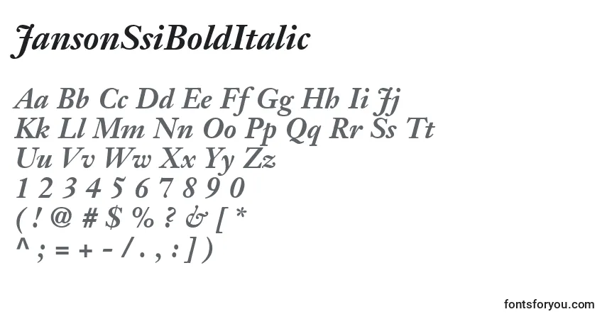 A fonte JansonSsiBoldItalic – alfabeto, números, caracteres especiais