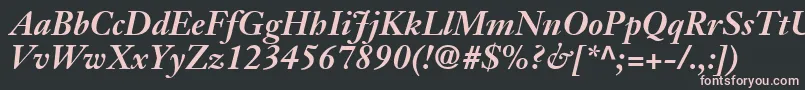 フォントJansonSsiBoldItalic – 黒い背景にピンクのフォント