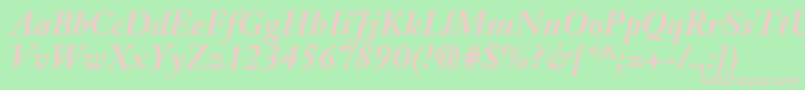 JansonSsiBoldItalic-fontti – vaaleanpunaiset fontit vihreällä taustalla