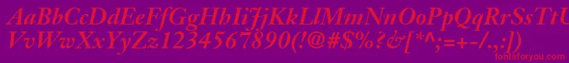 フォントJansonSsiBoldItalic – 紫の背景に赤い文字