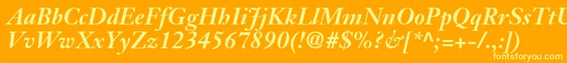 JansonSsiBoldItalic-Schriftart – Gelbe Schriften auf orangefarbenem Hintergrund